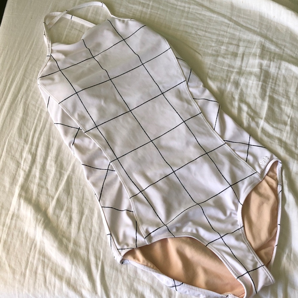 Albion Fit Weekender white Windowpane One Piece swim suit